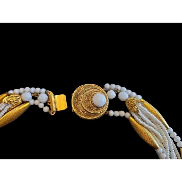 STUNNING 1950'S ORIGINAL by ROBERT Multistrand BEAD WHITE GOLD  20" NECKLACE - Picture 13 of 14